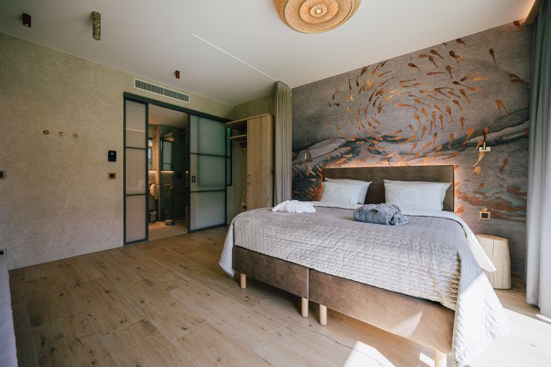 Blick in ein Schlafzimmer Ferienwohnung SeeTerrain